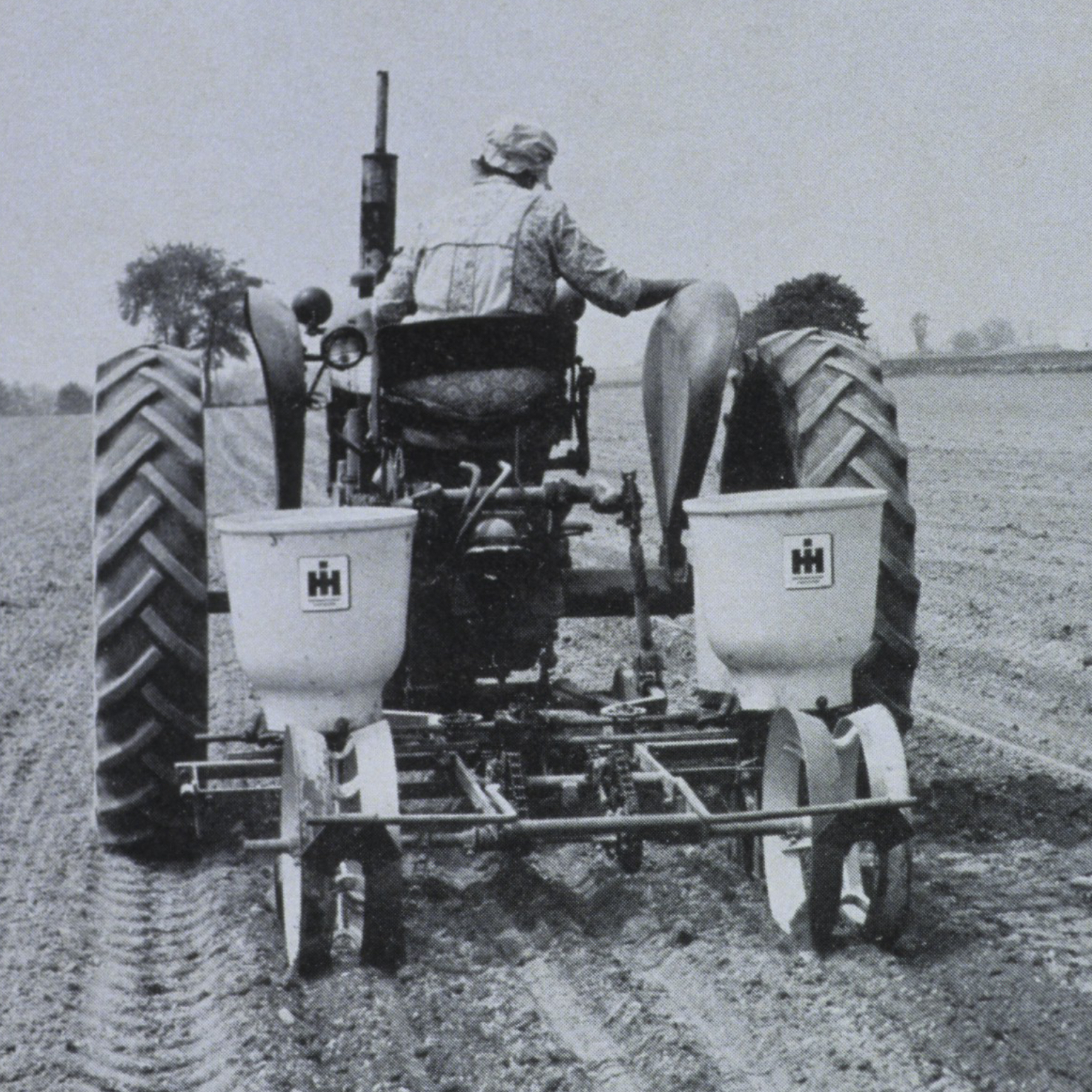 History of Hoffer Farm - Edna Hoffer on a planting tractor